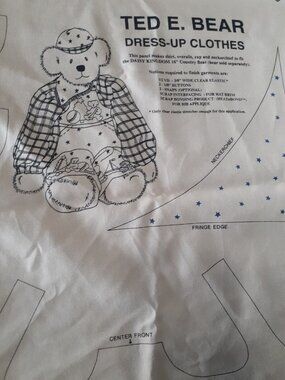 Vintage Daisy Kingdom Ted E. Bear Dress-Up Clothes Fabric Panel Teddy Cut & Sew